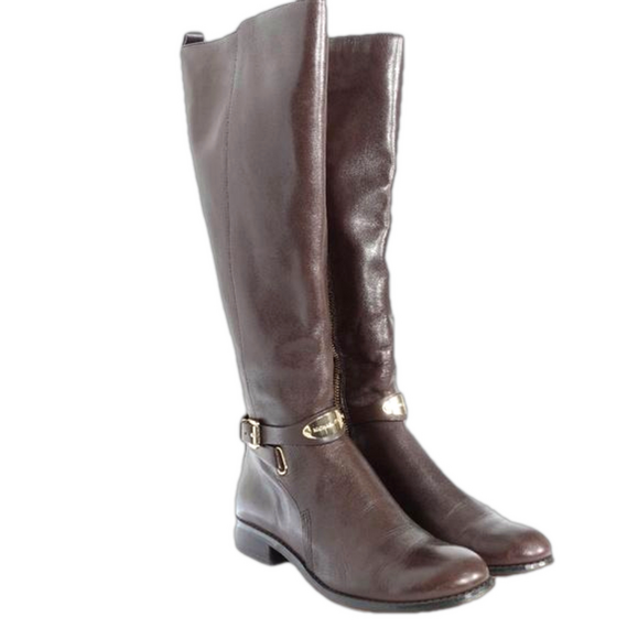 MICHAEL Michael Kors Shoes - Michael Kors Arley Stretch Knee High Leather Riding Boot - Dark Brown/ Chocolate